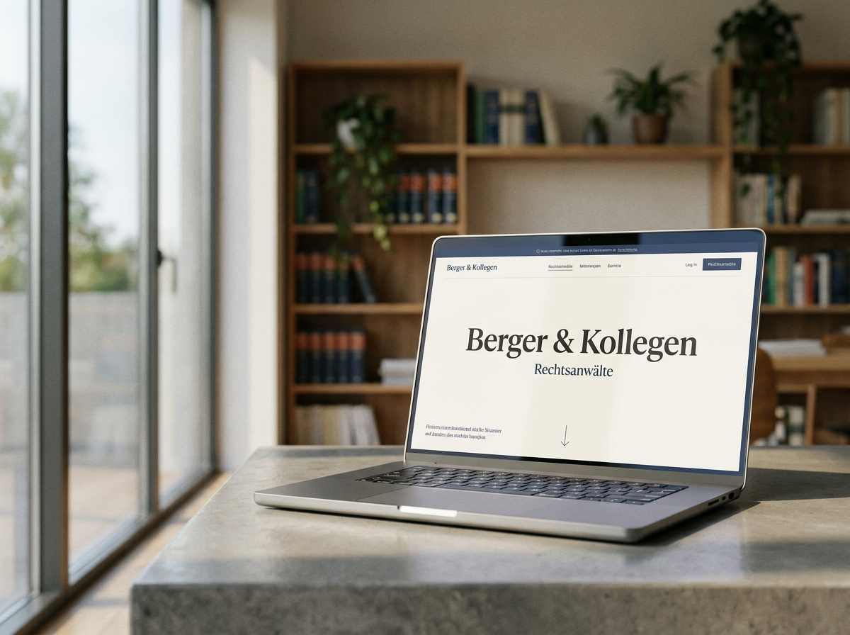Berger & Kollegen — Kanzlei-Website auf einem Laptop